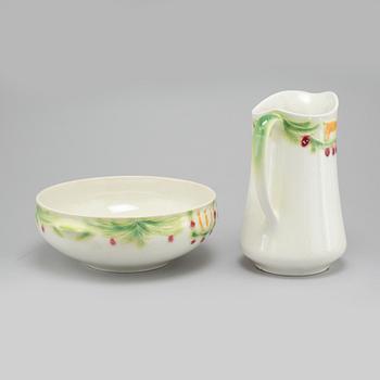 A jug and a bowl in earthenware by Rörstrand, second quarter of the 20th century.