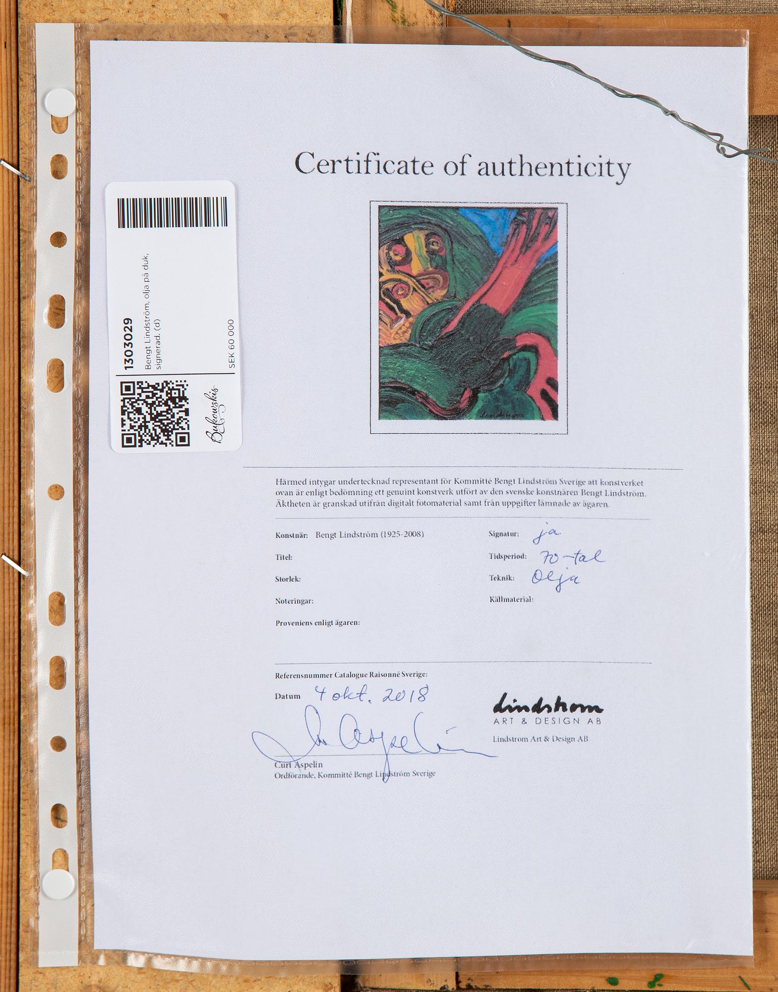 Bengt Lindström, oil on canvas, signed.