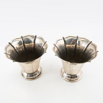 David Andersen vases, a pair, silver, Stockholm 1930.