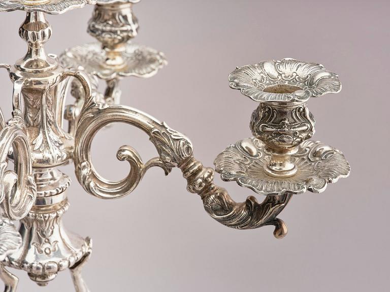 Lale Silverware & Co Ltd, femarmade kandelabrar, tre stycken, sterling silver, Istanbul, Turkiet 1900-tal.
