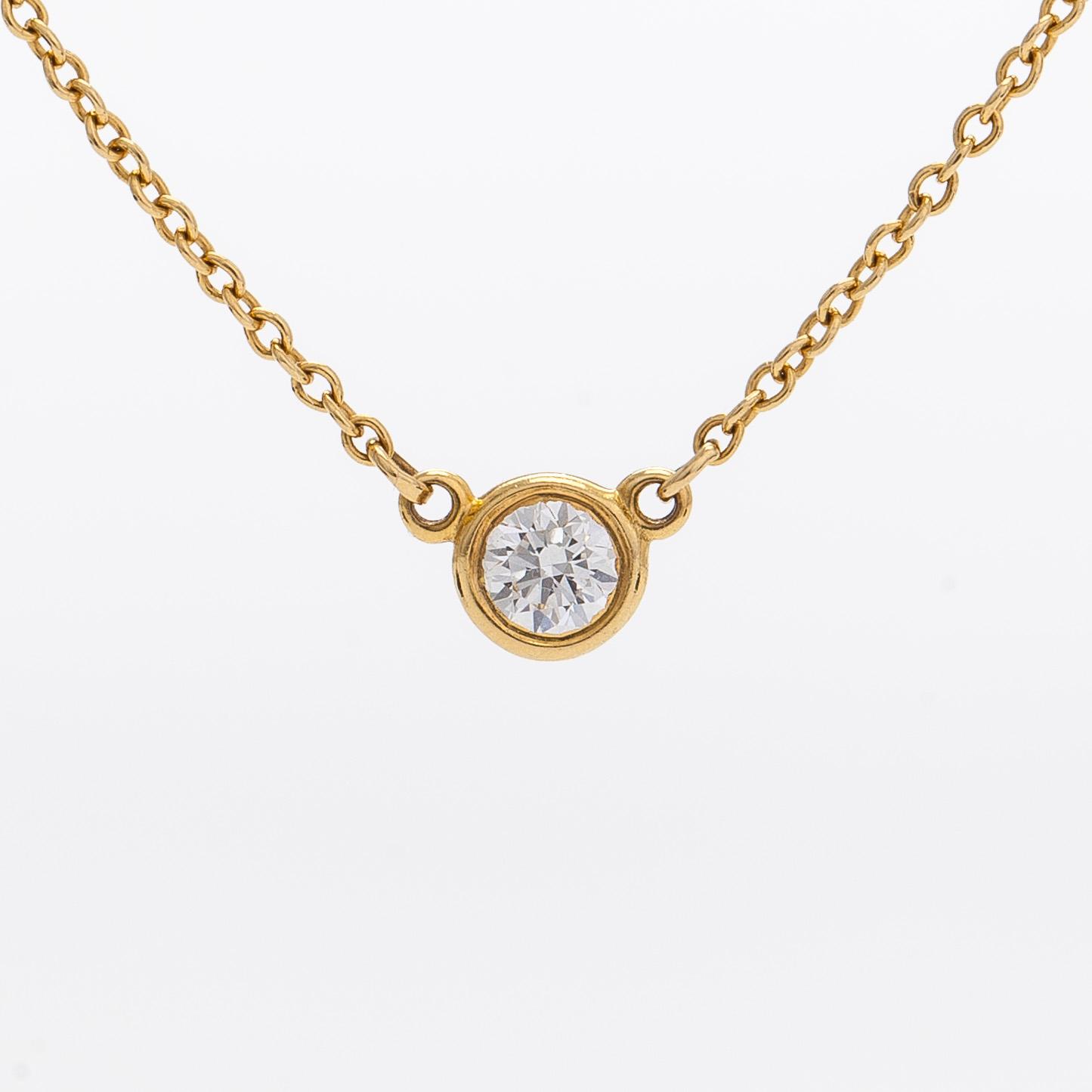 Tiffany & Co, Elsa Peretti, halsband, "Diamonds by the Yard", 18K guld med en briljantslipad diamant.