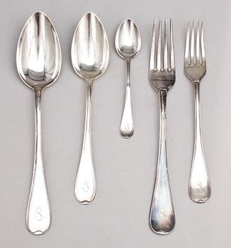 BESTICKSERVIS, 51 delar, silver, CG Hallberg och GAB, Stockholm, omkr 1930-1950. Tot vikt ca2294g.