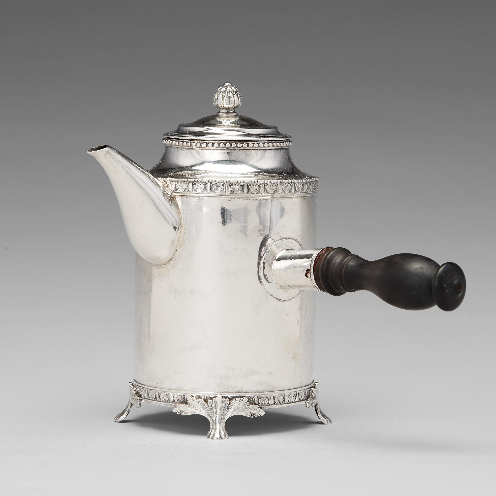 Johan Abraham Hallard, kaffekanna, silver, Stockholm 1788. Gustaviansk.