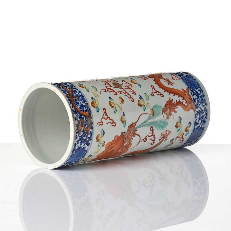 A Chinese 'dragon' porcelain brush stand, Qing dynasty, Guangxu mark and period (1875-1908).