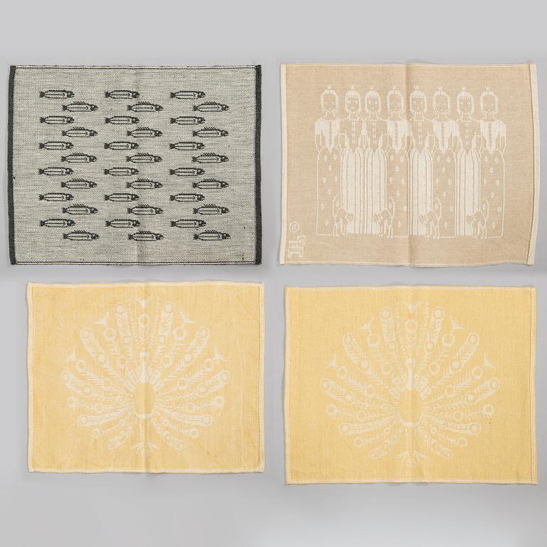 Dora Jung, pöytätabletteja, 3 kpl, ja pikkuliina, Tampella 1960-1970-luku.