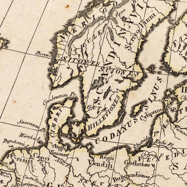 MAP,  Jean Baptiste Bourguignon D'Anville " Orbis Veteribus Notus feilieet: Europa, Asia , Africa. 1811.