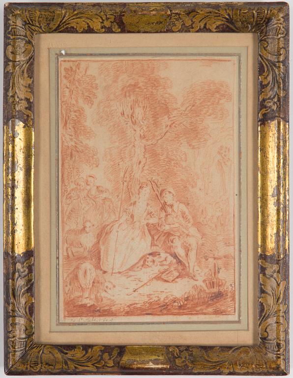 FRENCH SCHOOL, 18th Century, red chalk, signed Aubert?.