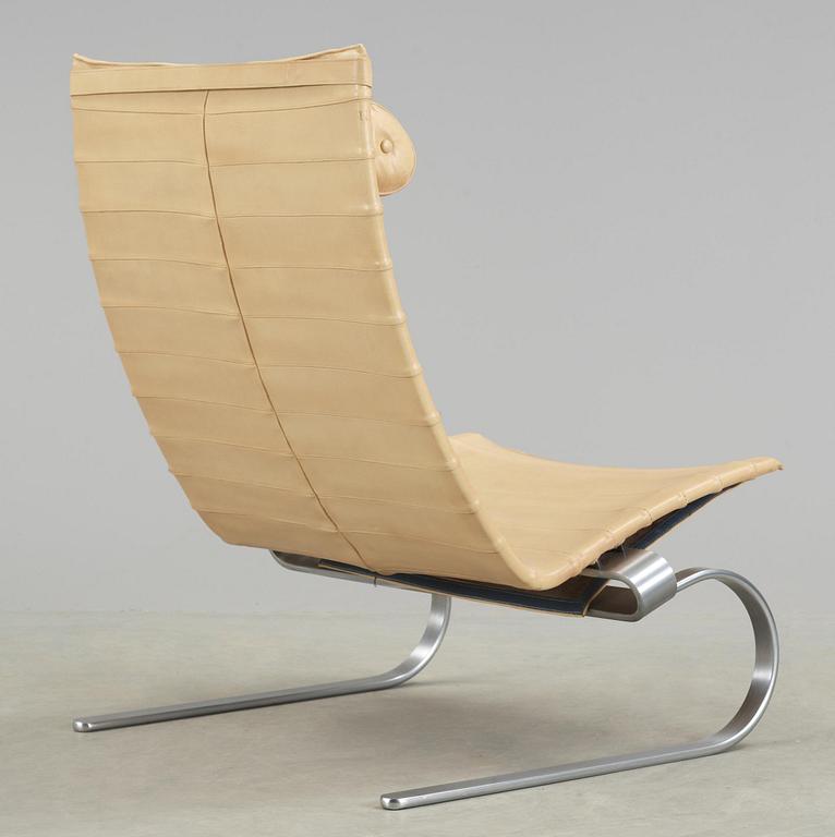 A Poul Kjaerholm 'PK-20' steel and leather easy chair, Fritz Hansen, Denmark 1987.