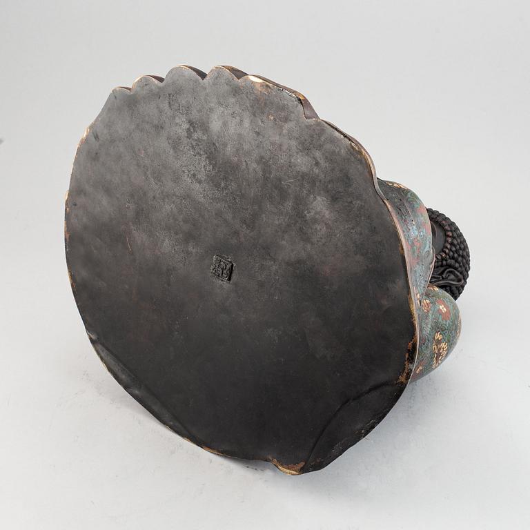 A large cloisonné and bronze buddha, presumably China, 20th Century.