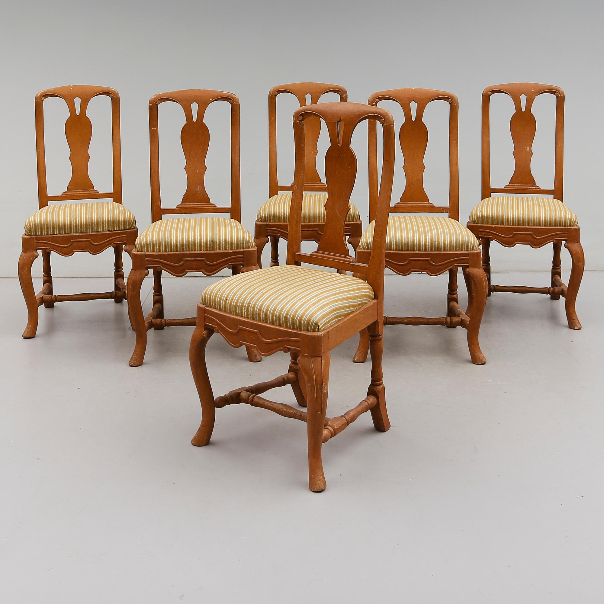 STOLAR, 6 st, senbarockstil, 1800-talets andra hälft.