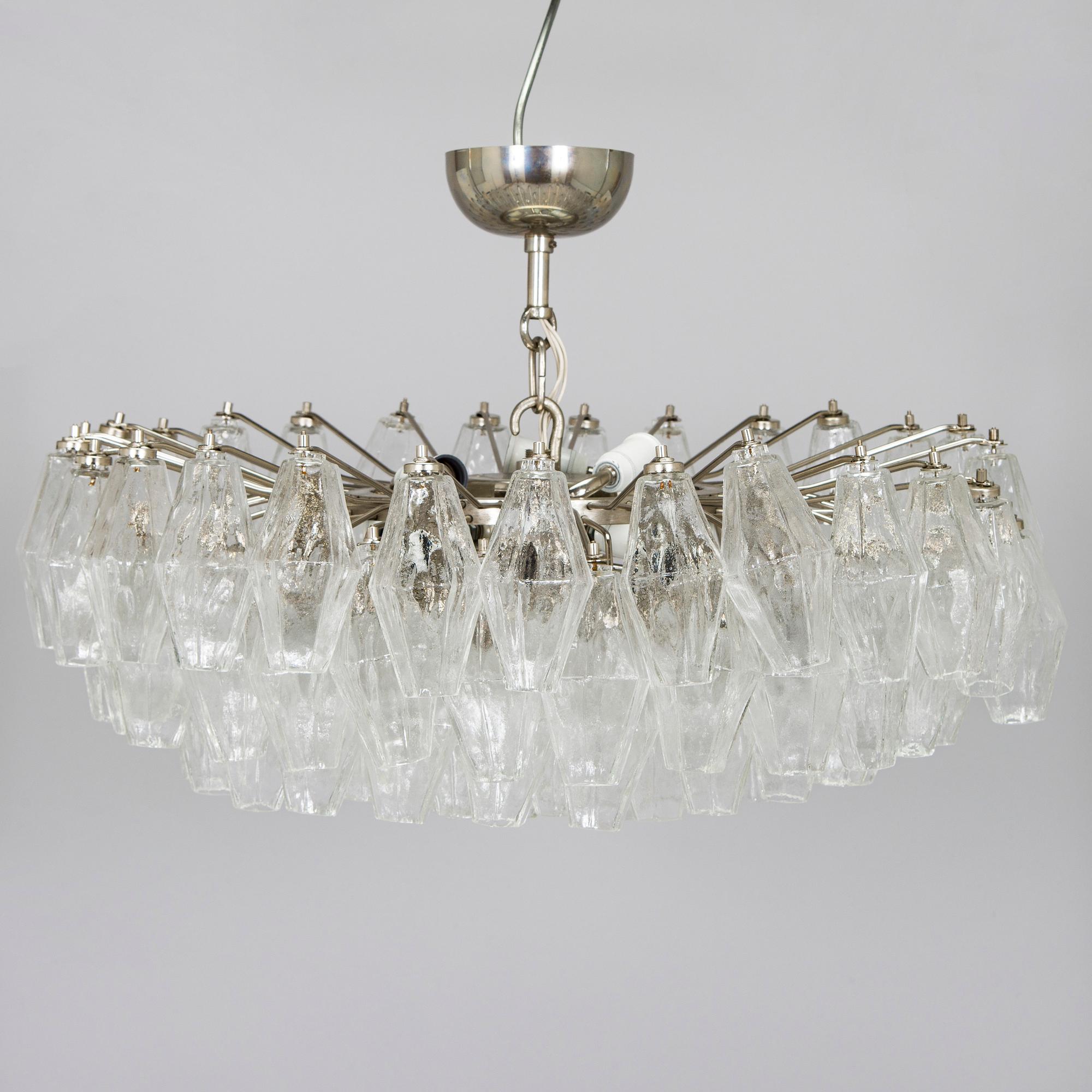 Carlo Scarpa, A1960s 'Polyhedra' chandelier for Venini Murano Italy.