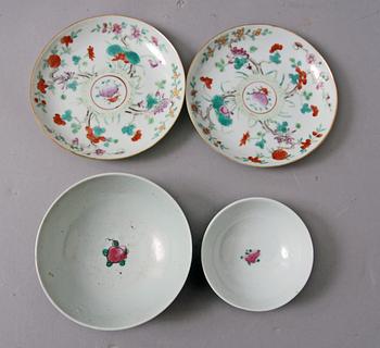 PARTI PORSLIN, 5 delar. Kina, 1800-1900-tal.