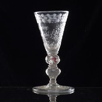 A German cut and engraved glass goblet, 18th Century.