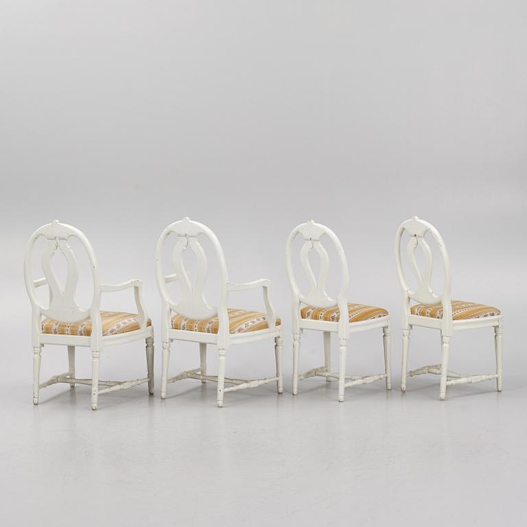 Four Gustavian style chairs, early 20th Century.