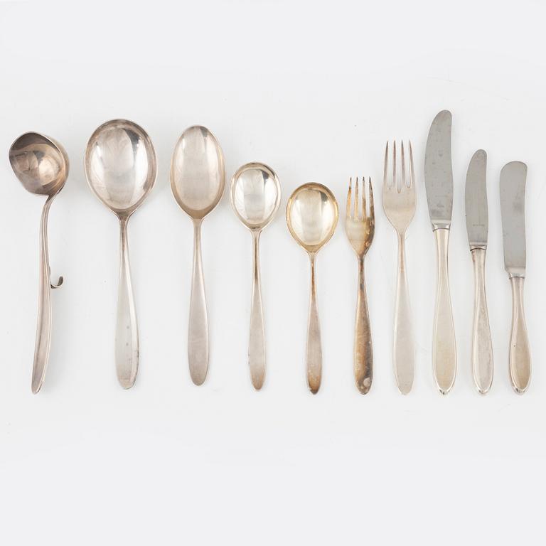 Bestickservis, 69 delar, silver, Norge, 1900-talets andra hälft.