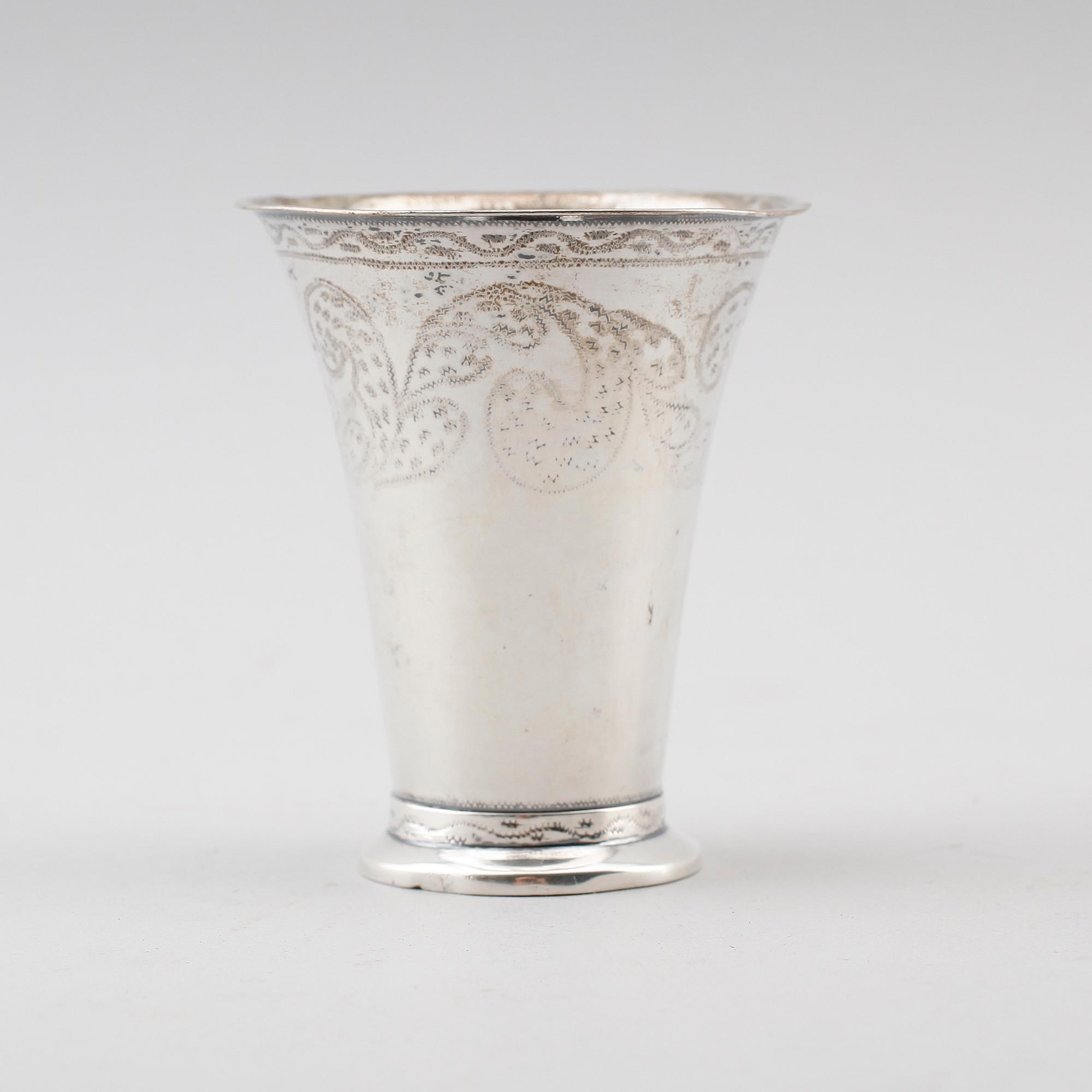 BÄGARE, silver, Johan Tallberg, Lovisa 1821, Finland. Vikt ca 62 gram.