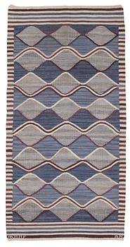 RUG. "Spättan blå". Tapestry weave. 191,5 x 96,5 cm. Signed AB MMF BN.