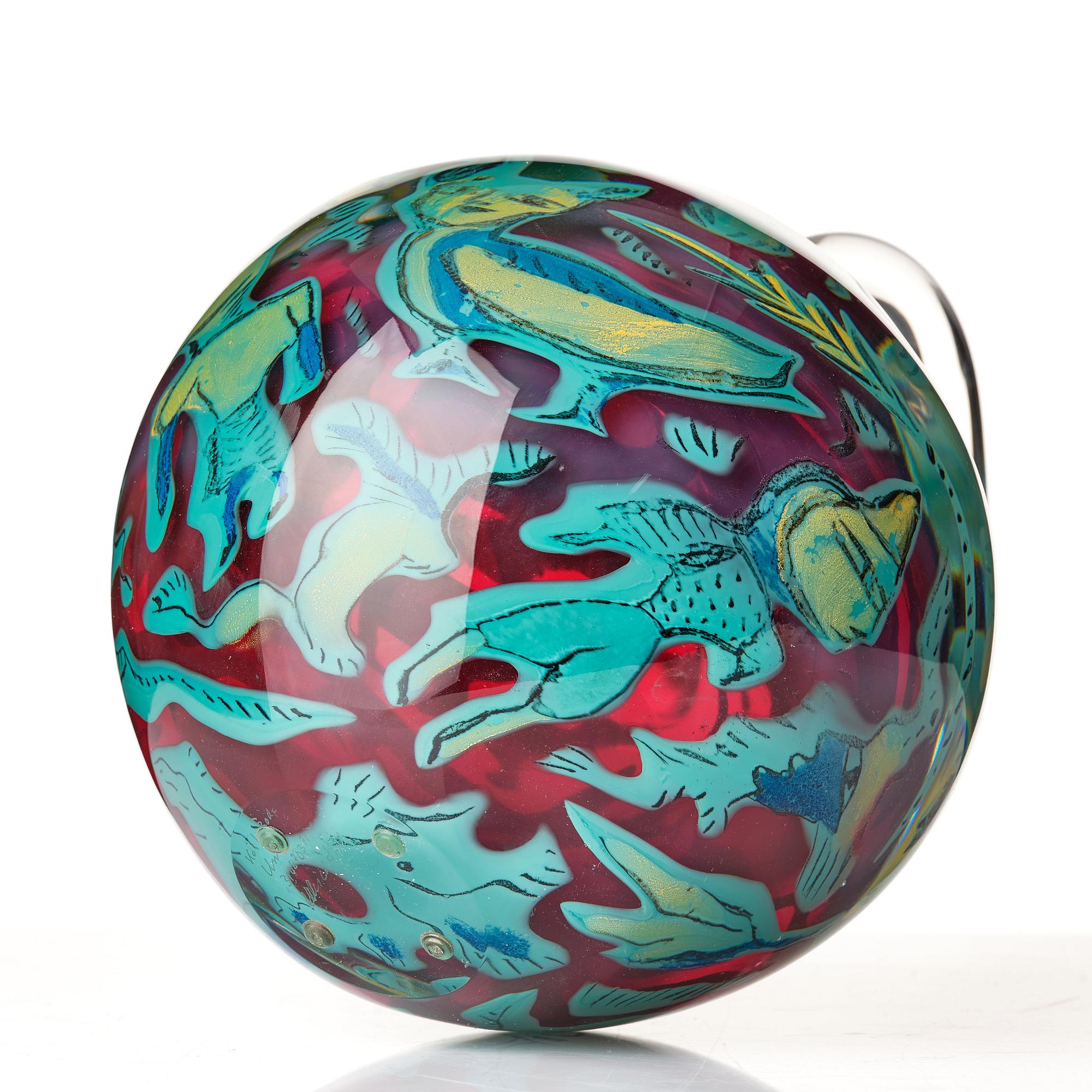 Ulrica Hydman-Vallien, a unique "Kabale" glass sculpture/ vase, Kosta Boda, Sweden 1987.
