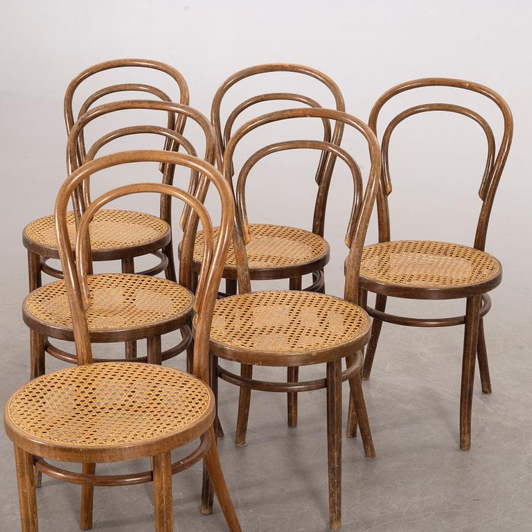 6 CHAIRS, Thonet-style, second half of the 20th century.