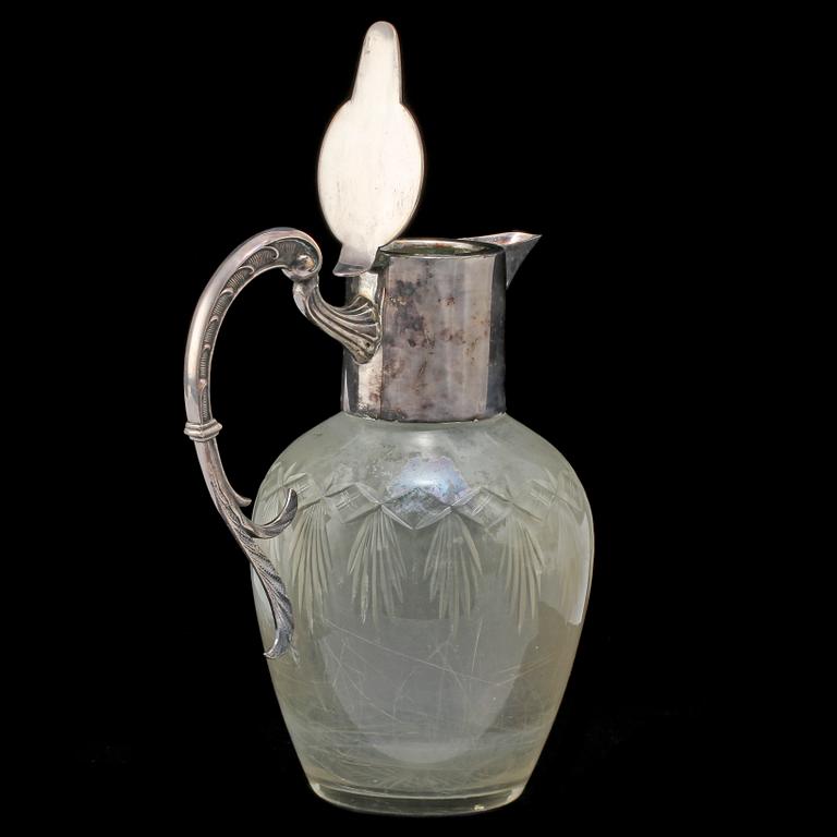 KARAFF, glas samt nysilver, 1900-talets andra kvartal.