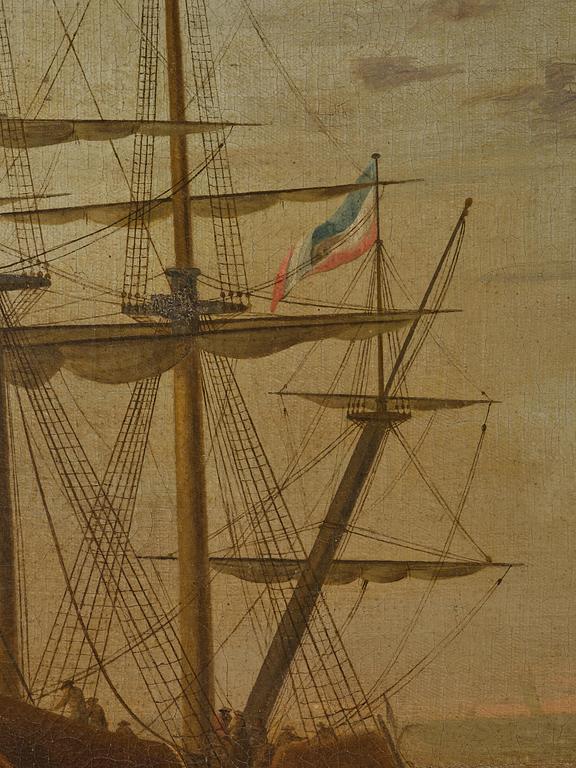 Claude Joseph Vernet, hans efterföljd, Hamnscen med båtar och figurer.