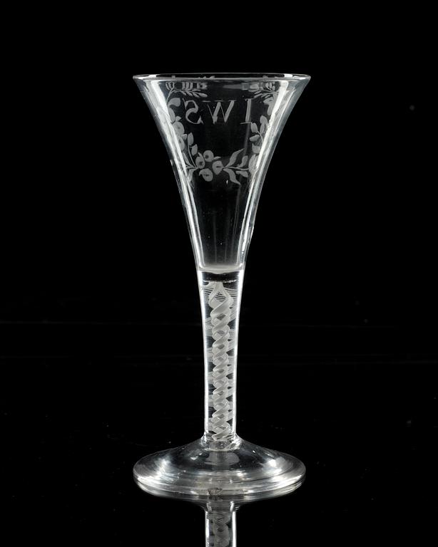 An English wine goblet, 18th Century.