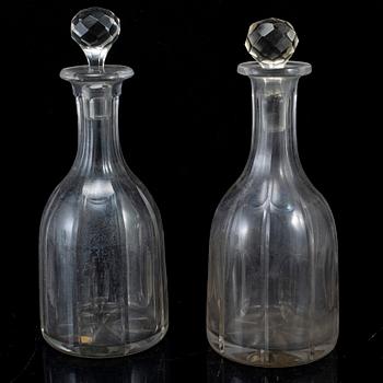 KARAFFER, fyra stycken, glas. 1900-tal.