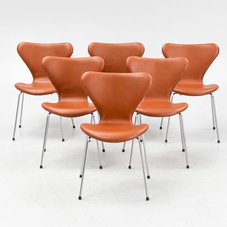 Arne Jacobsen, chairs, 6 pcs, "The Seven", Fritz Hansen, Denmark, 1972.