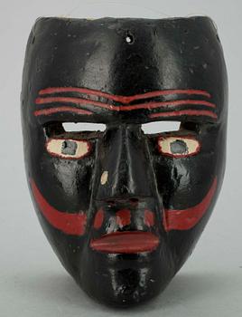 SOLFJÄDER, taft och trä, 1800-tal samt MASK, trä.