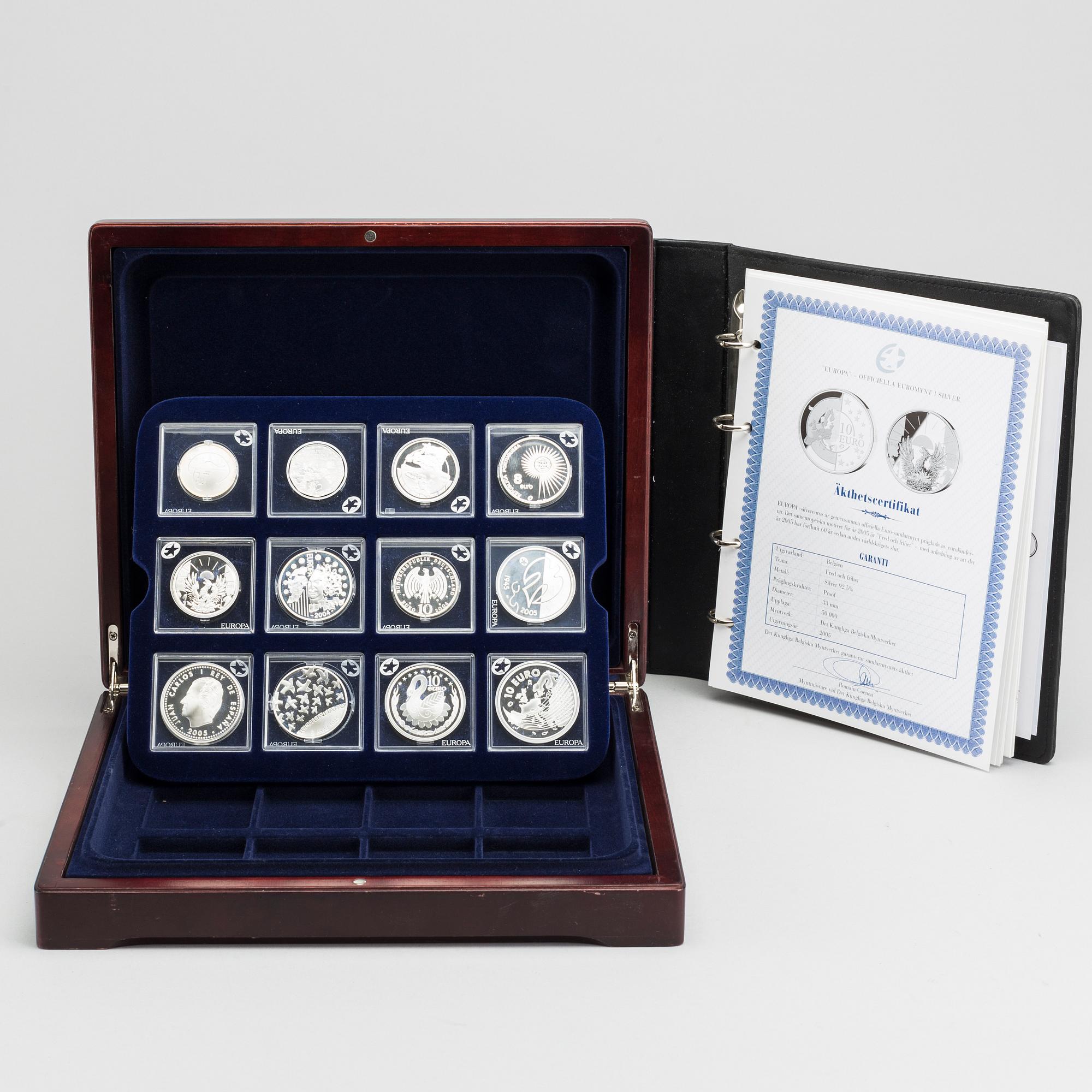 MINNESMYNT, 12, st, silver "Europa" Officiella Europamynt.
