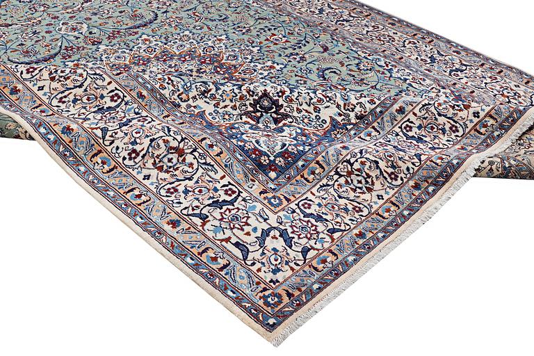 A carpet, Nain, part silk, 9 laa, ca. 383 x 294 cm.