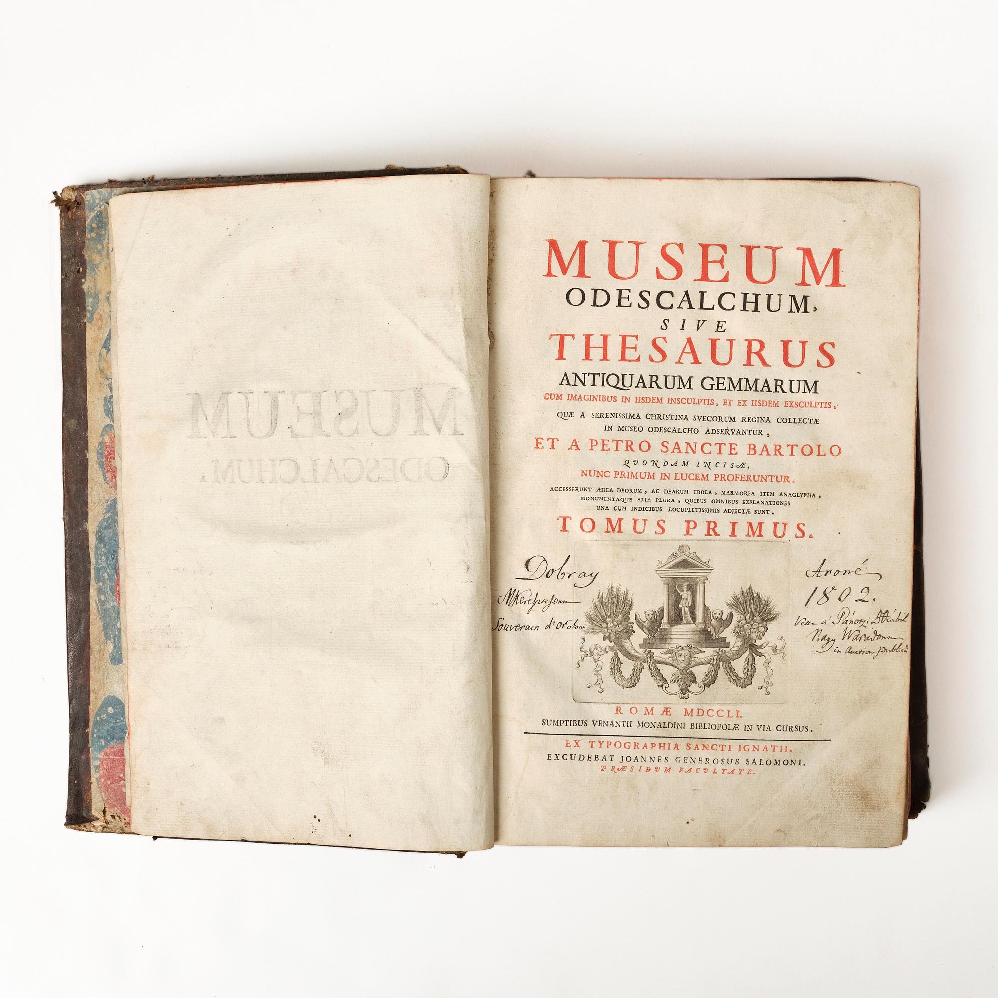 Queen Christina's collections of antique cameos and engraved gemstones, 1751-52.