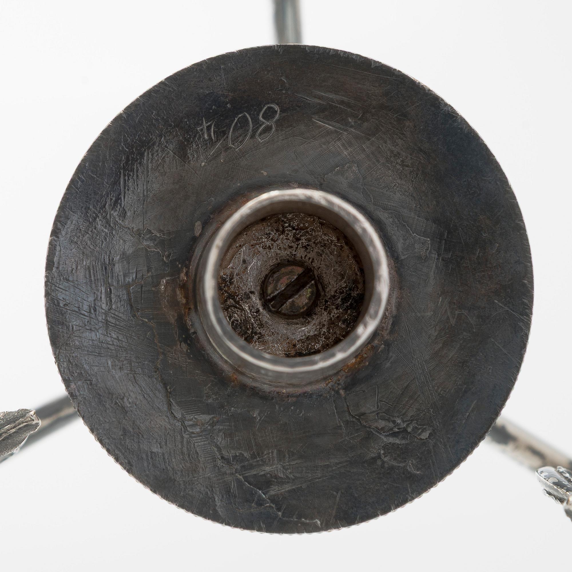 Pehr och Adolf Zethelius, kandelabrar, ett par, silver, Stockholm 1797 och 1824. Empire.