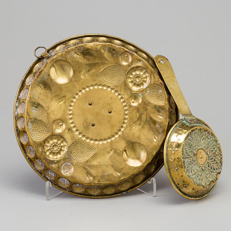 TWO BRASS NIGHT LIGHTS, 19th/20th century.