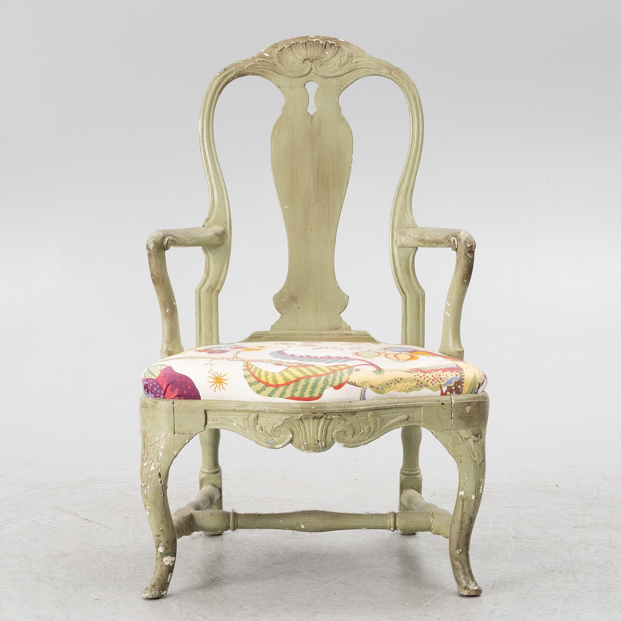 A Swedish rococo armchair, Stockholm, later part 18th century.