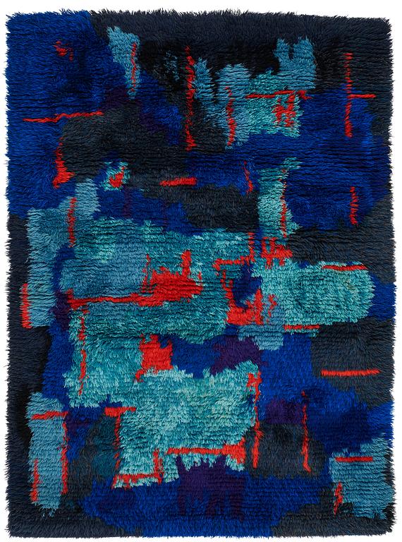 Lars Gynning, A CARPET, "Blå Variant", knotted pile, ca 168-170 x 120,5-122 cm, designed by Lars Gynning.