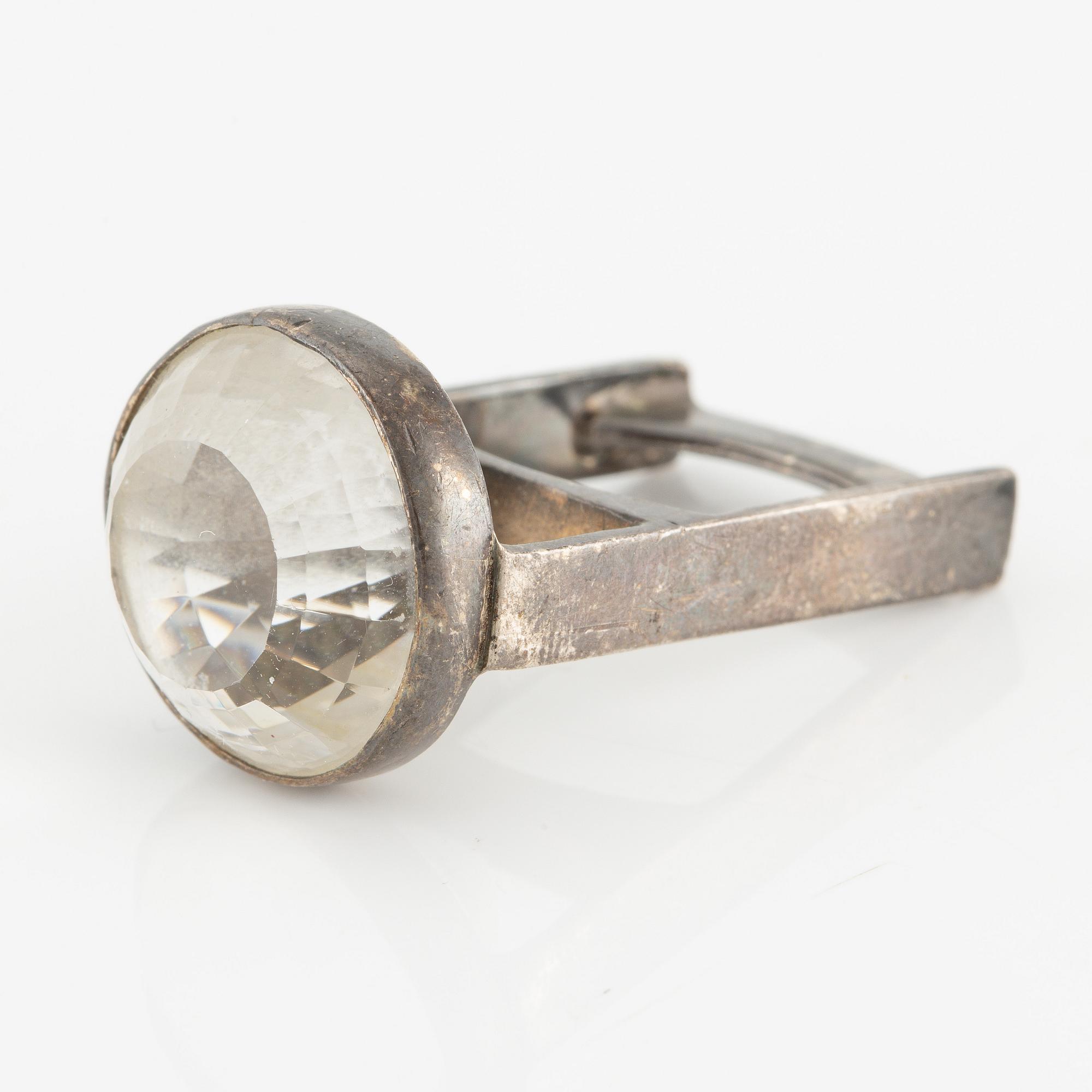 Ove Bohlin, ring, silver and rock crystal.
