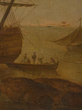 Claude Joseph Vernet, hans efterföljd, Hamnscen med båtar och figurer.