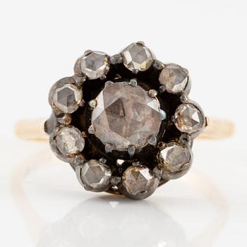 Ring, 18K gold and silver with rose-cut diamonds.