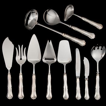 BESTICK, silver, 18 delar, "Chippendale, finska stämplar. 1970-90-tal.