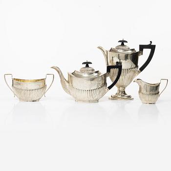 Kaffe- och teservis, 4 delar, silver, empirestil, AC Bloxham Ltd, Birmingham 1925.