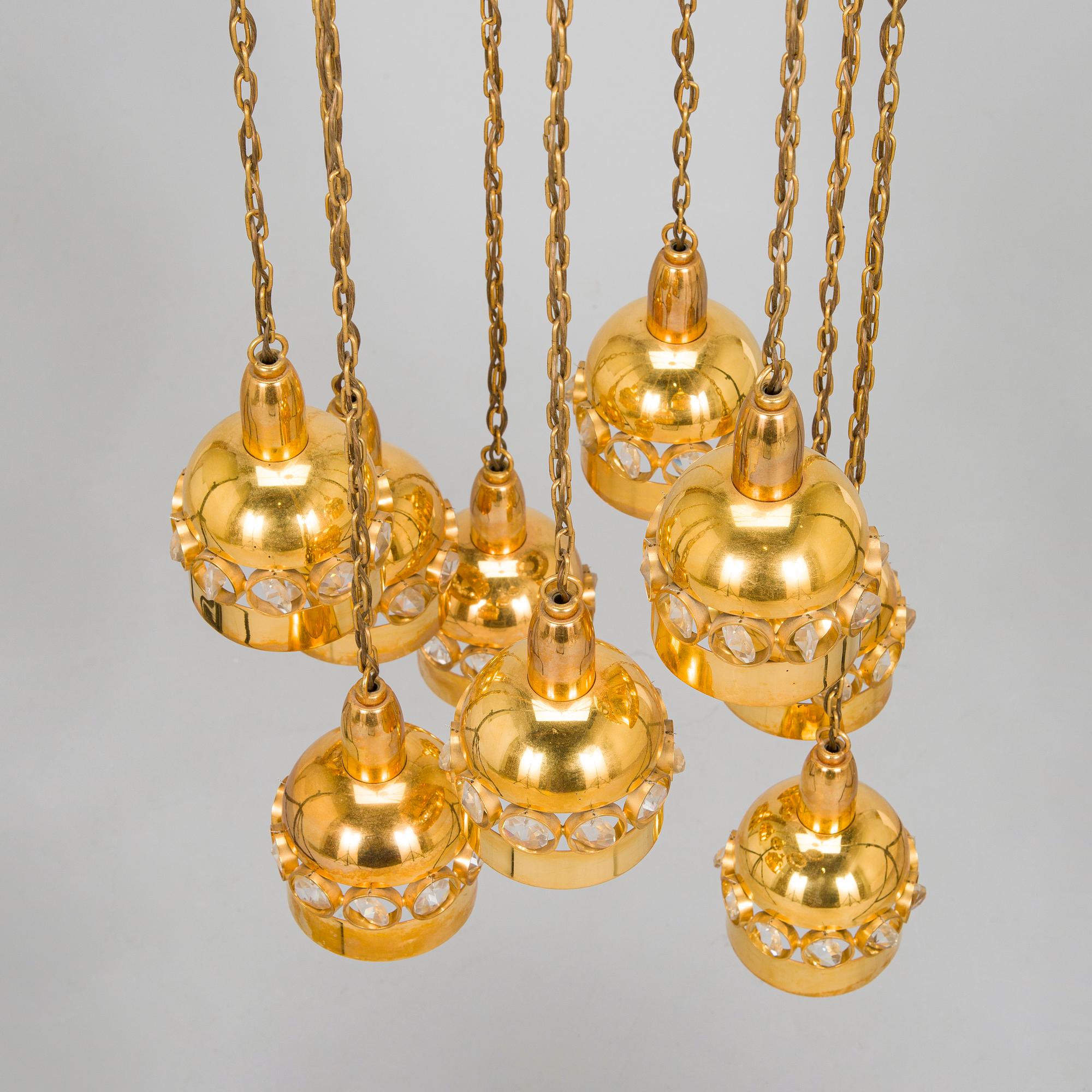 Taklampa / takkrona, Turun kristalli, 1970-tal.