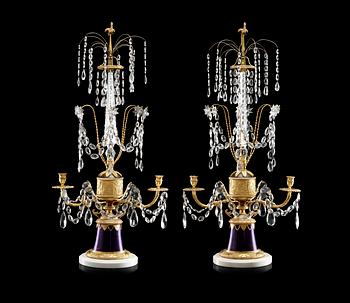 860. A pair of Russian Empire-style circa 1900 two-light girandoles.