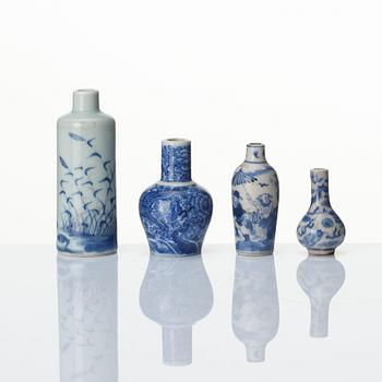 A group of blue and white porcelain, late Qing dynasty. (7 pieces).