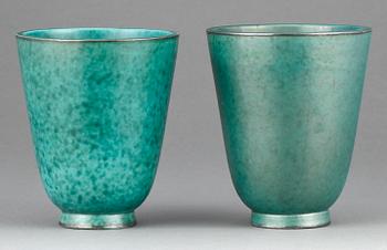 VASER, ett par, flintgods, "Argenta", Wilhelm Kåge, 1900-talets mitt.