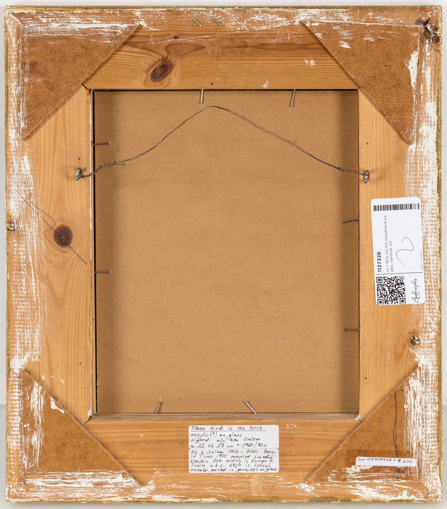 ALY BEN SALEM, mixed media on glass, signed.