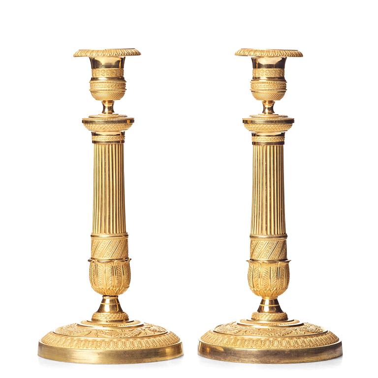 A pair of French Empire candlesticks, beginning of the 1800's.