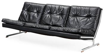 A Nørreklit black leather sofa on chromed steel base by Selectform, Denmark 1960's.