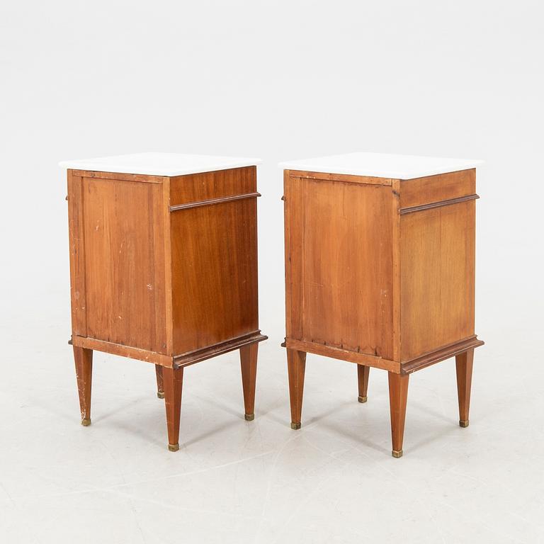 Bedside tables, a pair from CE Jonsson's furniture factory, early 20th century.