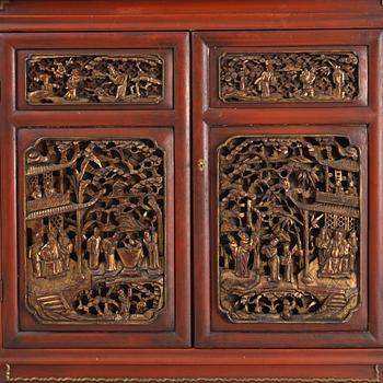 A bar cabinet, purchased in Tokyo around the 1950s. Partly built by late Qing dynasty panels.